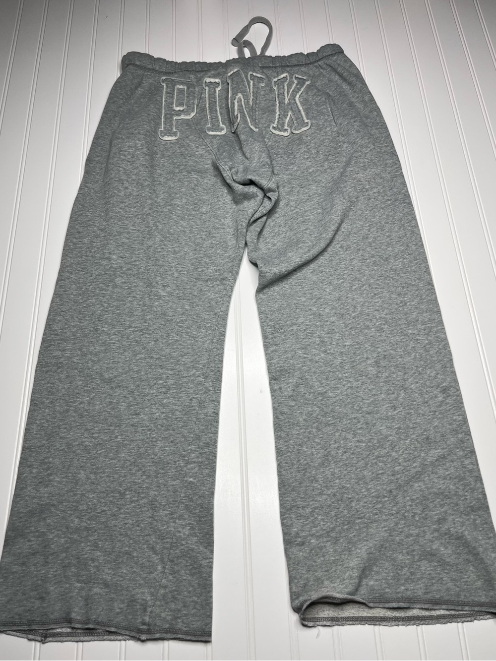 PINK Vintage Y2K Sweatpants Victoria's Secret Heather Gray with Drawstring Sz M